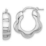 Sterling Silver Rhodium-plated Polished Flower Shape Hoop Earrings - Product Photo