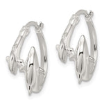 Sterling Silver Polished Dolphins Round Hoop Earrings - Product Photo