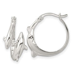 Sterling Silver Polished Dolphins Round Hoop Earrings - Product Photo