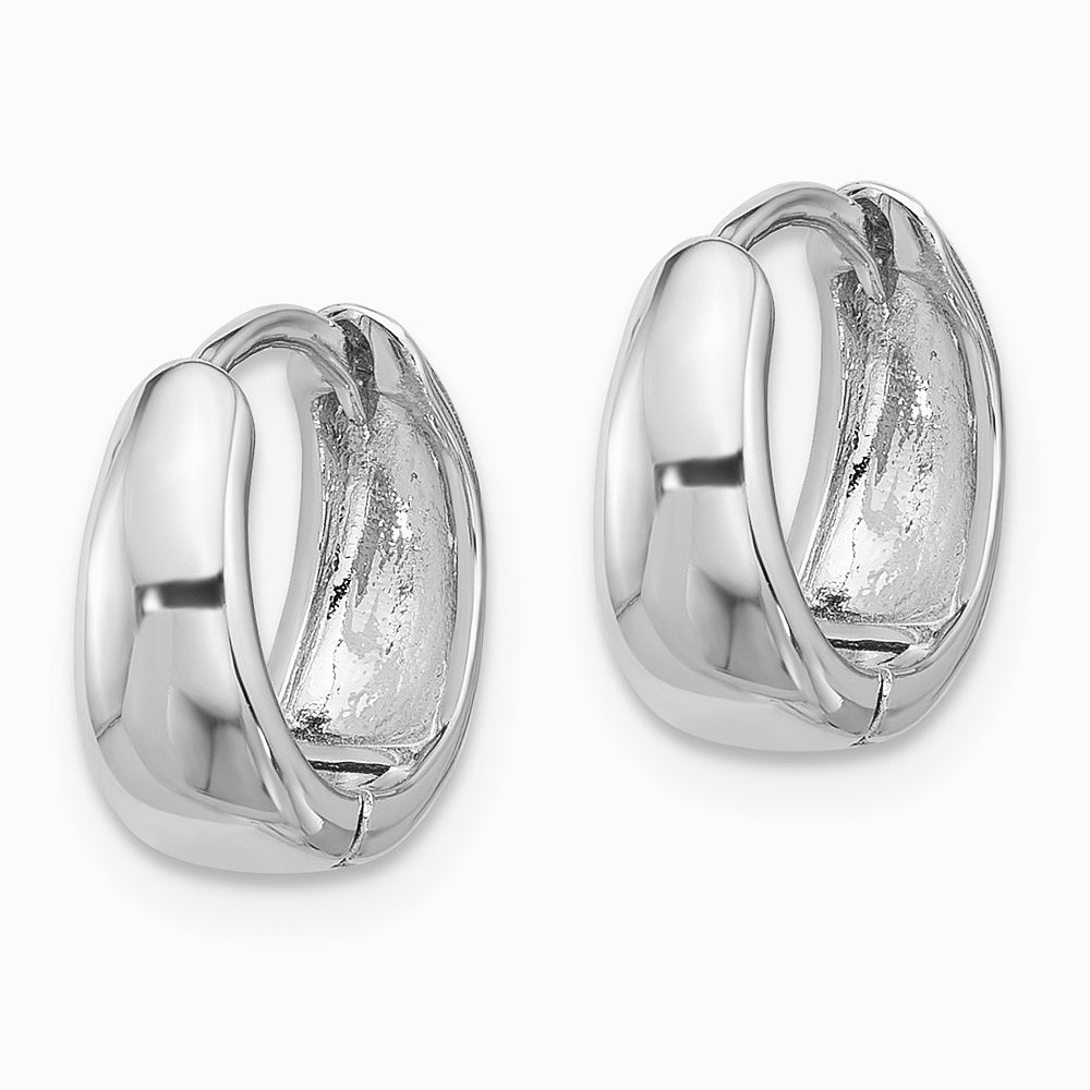 Sterling Silver Rhodium-plated 12x5mm Huggie Hoop Earrings - Product Photo