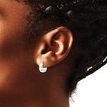 Sterling Silver Rhodium-plated 12x5mm Huggie Hoop Earrings - Product Photo