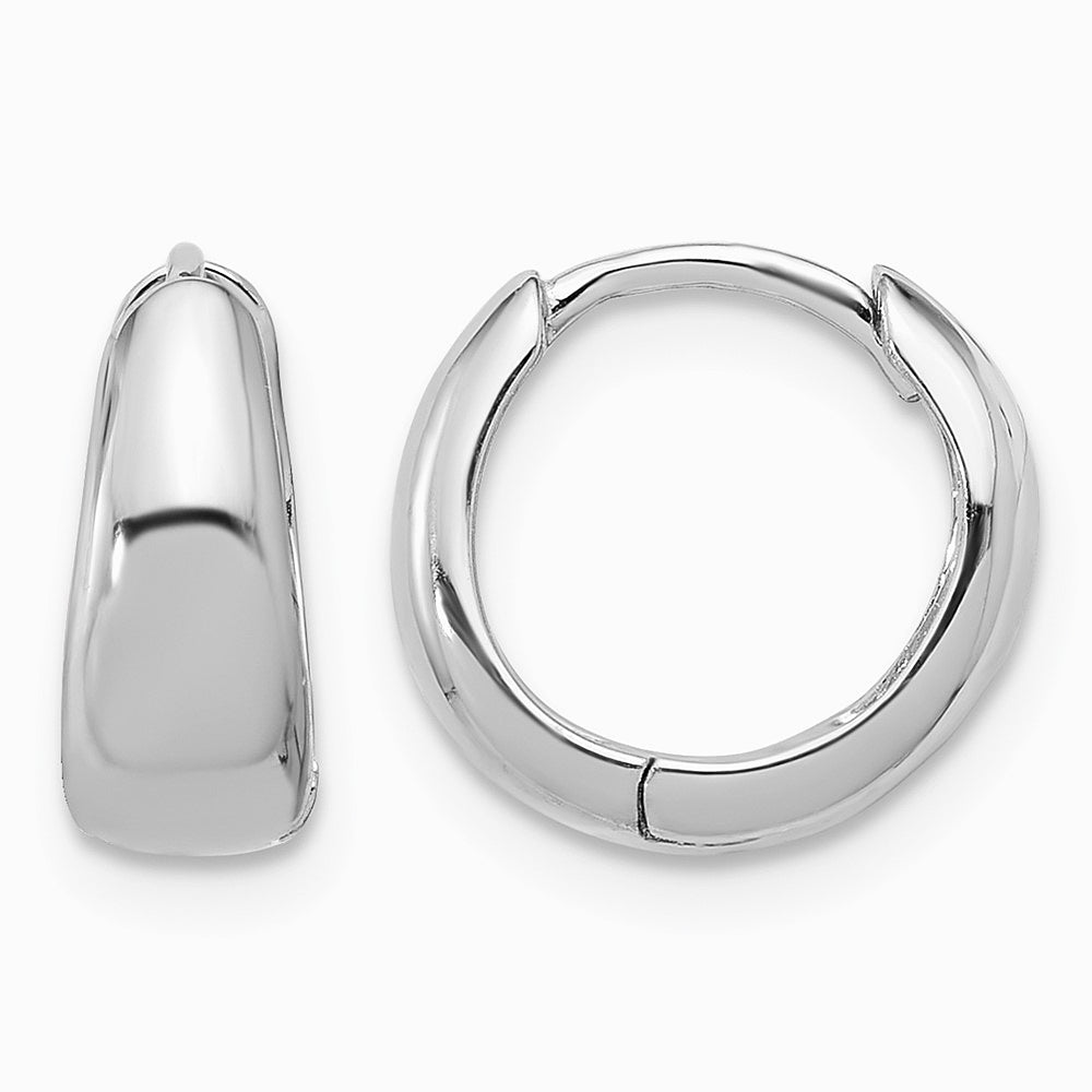 Sterling Silver Rhodium-plated 12x5mm Huggie Hoop Earrings - Product Photo