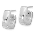 Sterling Silver Rhodium-plated Polished Square C-Hoop Post Earrings - Product Photo