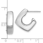 Sterling Silver Rhodium-plated Polished Square C-Hoop Post Earrings - Product Photo