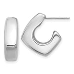 Sterling Silver Rhodium-plated Polished Square C-Hoop Post Earrings - Product Photo