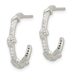 Sterling Silver E-Coating Polished CZ Knot C-Hoop Earrings - Product Photo
