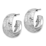 Sterling Silver Rhodium-plated Polish Textured C-Hoop Post Earrings - Product Photo