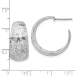 Sterling Silver Rhodium-plated Polish Textured C-Hoop Post Earrings - Product Photo