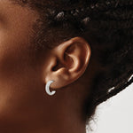 Sterling Silver E-coated Beaded C-Hoop Earrings - Product Photo