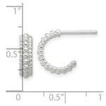 Sterling Silver E-coated Beaded C-Hoop Earrings - Product Photo