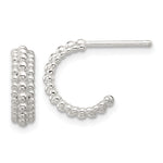 Sterling Silver E-coated Beaded C-Hoop Earrings - Product Photo