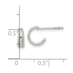 Sterling Silver E-coated Textured Edge C-Hoop Earrings - Product Photo