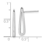 Sterling Silver Rhodium-plated Polished CZ Teardrop Post Earrings - Product Photo