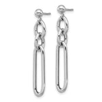 Sterling Silver Rhodium-plated Paperclip Dangle Post Earrings - Product Photo