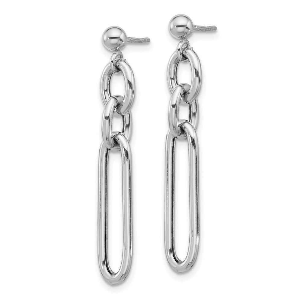 Sterling Silver Rhodium-plated Paperclip Dangle Post Earrings - Product Photo