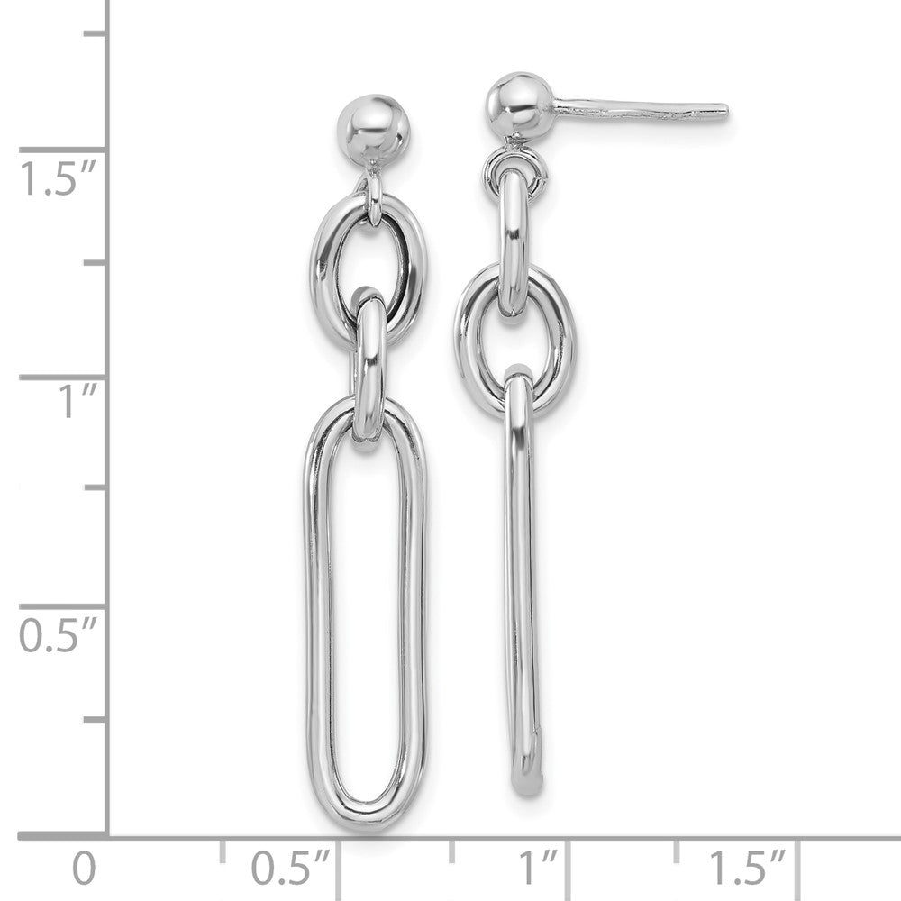 Sterling Silver Rhodium-plated Paperclip Dangle Post Earrings - Product Photo