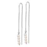 Sterling Silver Rhodium-plated Freshwater Cultured Pearl Threader Earrings - Product Photo