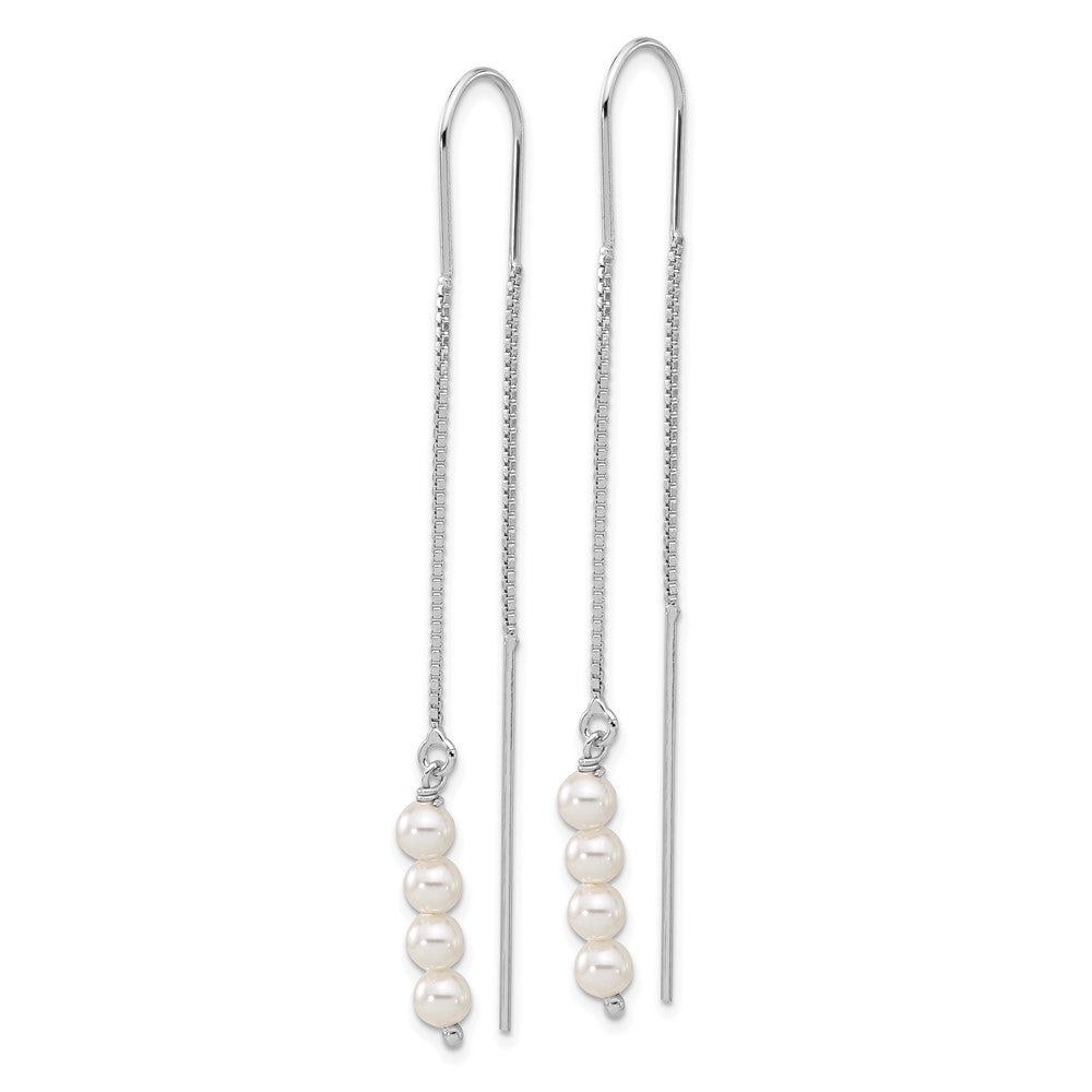Sterling Silver Rhodium-plated Freshwater Cultured Pearl Threader Earrings - Product Photo