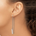 Sterling Silver Rhodium-plated Freshwater Cultured Pearl Threader Earrings - Product Photo
