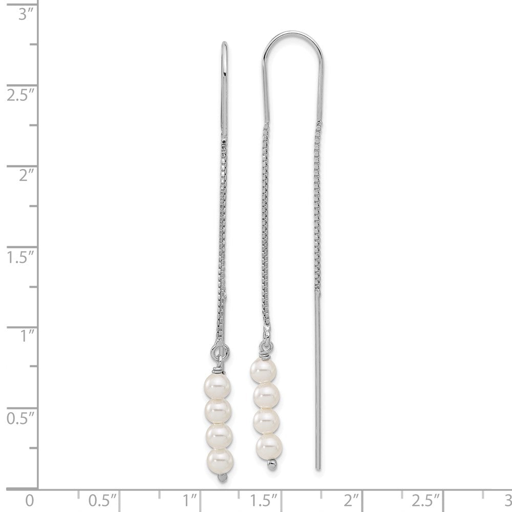 Sterling Silver Rhodium-plated Freshwater Cultured Pearl Threader Earrings - Product Photo