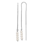 Sterling Silver Rhodium-plated Freshwater Cultured Pearl Threader Earrings - Product Photo