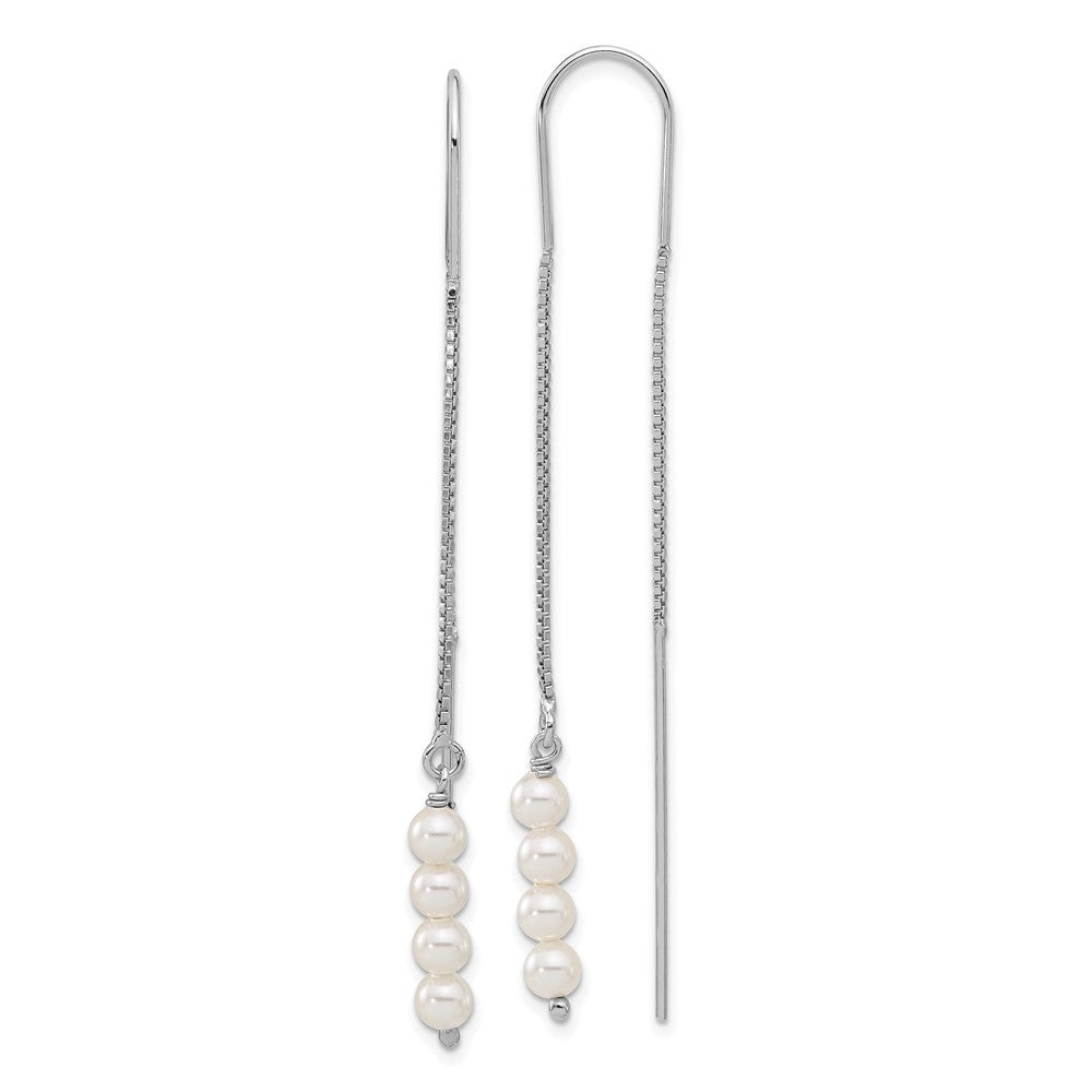 Sterling Silver Rhodium-plated Freshwater Cultured Pearl Threader Earrings - Product Photo