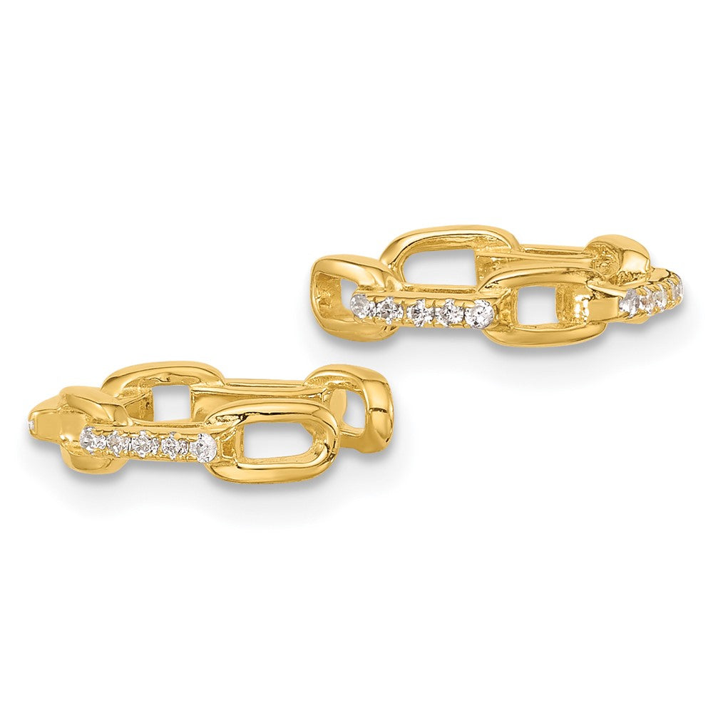 Sterling Silver Gold-tone CZ Chain Link Design Pair of 2 Cuff Earrings - Product Photo