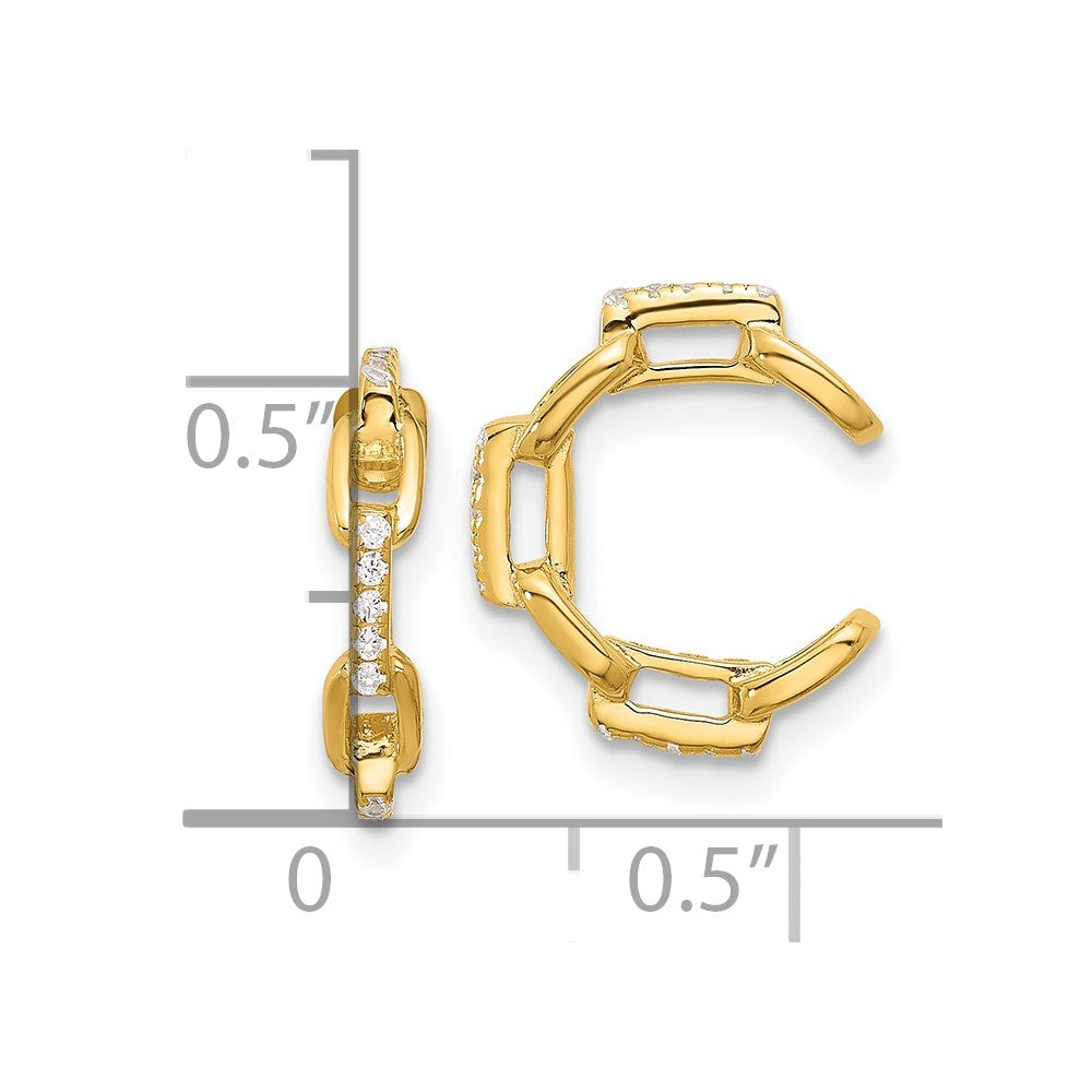 Sterling Silver Gold-tone CZ Chain Link Design Pair of 2 Cuff Earrings - Product Photo