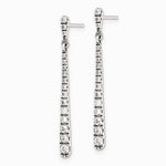 Sterling Silver Polished & Antiqued Graduated CZ Post Dangle Earrings - Product Photo