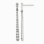 Sterling Silver Polished & Antiqued Graduated CZ Post Dangle Earrings - Product Photo