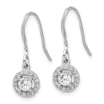 Sterling Silver Rhodium-plated Polished Round CZ Halo Dangle Earrings - Product Photo