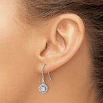 Sterling Silver Rhodium-plated Polished Round CZ Halo Dangle Earrings - Product Photo