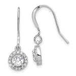 Sterling Silver Rhodium-plated Polished Round CZ Halo Dangle Earrings - Product Photo