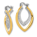 Sterling Silver Rhodium-plated Gold-tone Polished CZ Fancy Hoop Earrings - Product Photo