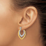 Sterling Silver Rhodium-plated Gold-tone Polished CZ Fancy Hoop Earrings - Product Photo