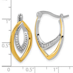 Sterling Silver Rhodium-plated Gold-tone Polished CZ Fancy Hoop Earrings - Product Photo