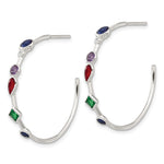 Sterling Silver E-coated Multi Color CZ Post Hoop Earrings - Product Photo