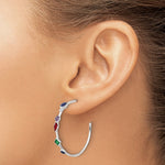 Sterling Silver E-coated Multi Color CZ Post Hoop Earrings - Product Photo