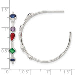 Sterling Silver E-coated Multi Color CZ Post Hoop Earrings - Product Photo
