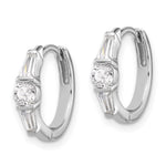 Sterling Silver Rhodium-plated CZ Hinged Hoop Earrings - Product Photo
