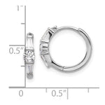 Sterling Silver Rhodium-plated CZ Hinged Hoop Earrings - Product Photo