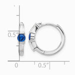Sterling Silver Rhodium-plated Blue Spinel and CZ Hinged Hoop Earrings - Product Photo