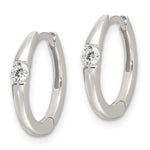 Sterling Silver E-Coating CZ Hinged Hoop Earrings - Product Photo