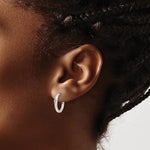 Sterling Silver E-Coating CZ Hinged Hoop Earrings - Product Photo