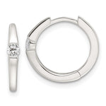 Sterling Silver E-Coating CZ Hinged Hoop Earrings - Product Photo
