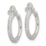 Sterling Silver E-Coating Fancy CZ Hinged Hoop Earrings - Product Photo