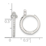 Sterling Silver E-Coating Fancy CZ Hinged Hoop Earrings - Product Photo