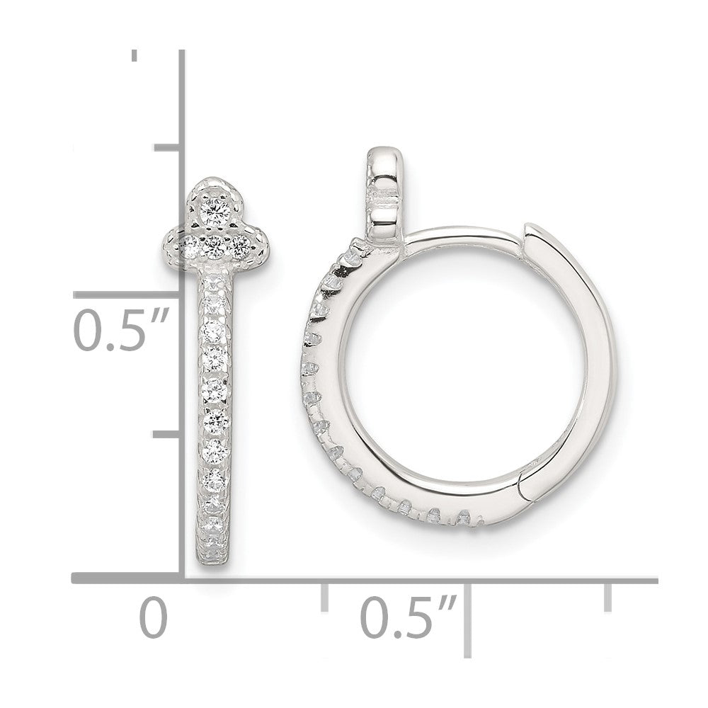 Sterling Silver E-Coating Fancy CZ Hinged Hoop Earrings - Product Photo