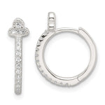 Sterling Silver E-Coating Fancy CZ Hinged Hoop Earrings - Product Photo