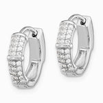 Sterling Silver Rhodium-plated 4mm CZ Hinged Huggie Hoop Earrings - Product Photo